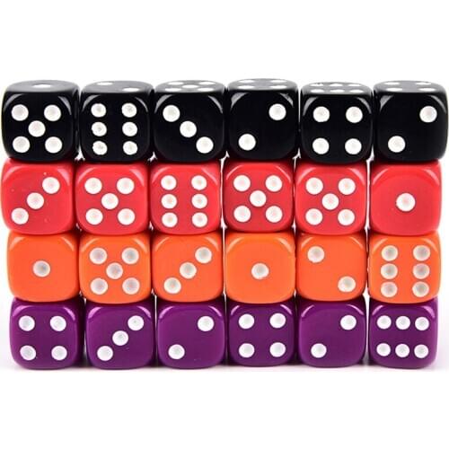 6 PCS Dices Rounded Corners Four-Color Transparent Dice BoardGame Drinking Digital Dice Gumbling Game 16MM