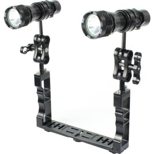 Aluminum alloy Diving Camera Holder Handle Tray Grip Bracket Flashlight Kit for Go Pro Action Camera Underwater Photography