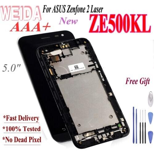 WEIDA For ASUS Zenfone 2 Laser ZE500KL Z00ED LCD Display Touch Screen Digitizer Assembly 5.0 Inch with Frame +Tool