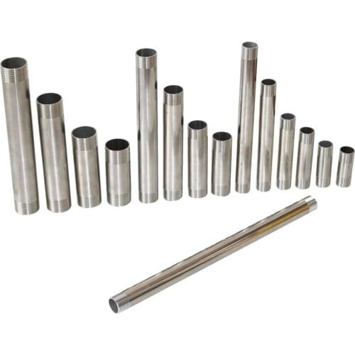 BSP 1/2" 3/4" 1"Pipe Fitting Stainless Steel 304 MalexMale Threaded Pipe Connector 5/6/8/10/15/20/30cm Adapter Shower Rod