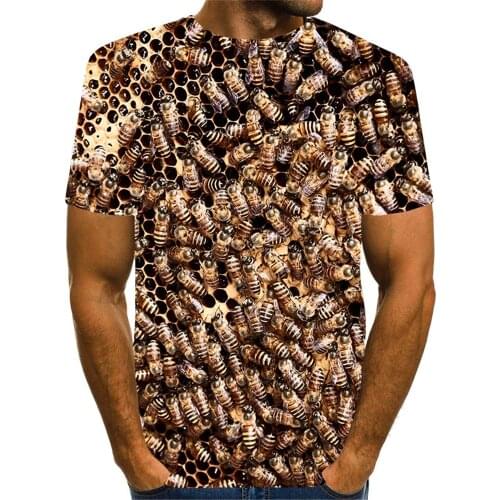 2021 3D printed honeycomb T-shirt mens bee pattern mens and womens tops sports quick-drying clothing summer T-shirt
