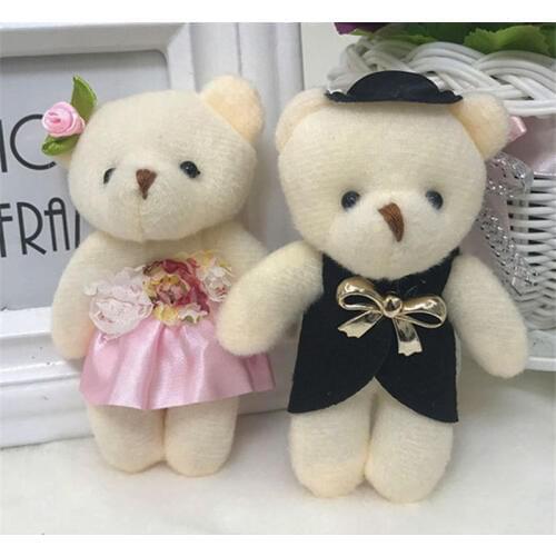 Simulation Couples Wedding Bear Hair Doll Plush Toy Kids Birthday Gift doll Keychain bag Decorations Accessories Plush pendant