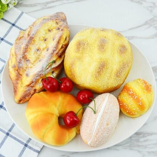 Artificial Decorations Foods PU Simulated Large baked bread mix model 3D fake breads furnishing articles bread 5 pcs/set