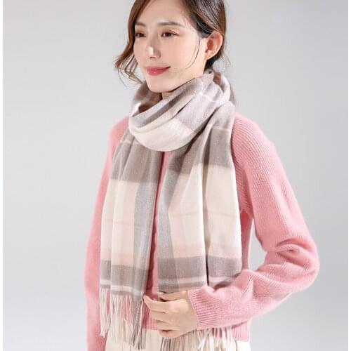 Plaid 100% Pure Cashmere Scarf Women Winter Shawls and Wraps Ladies Pashmina Echarpe Warm Fine Cashmere Scarves Foulard Femme