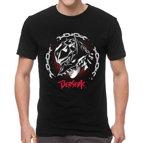 Cool Berserk Gatsu T Shirt Men 100% Cotton Printed T-shirts Fashion Tshirt Short Sleeve Anime Manga Guts Griffith Tees Tops