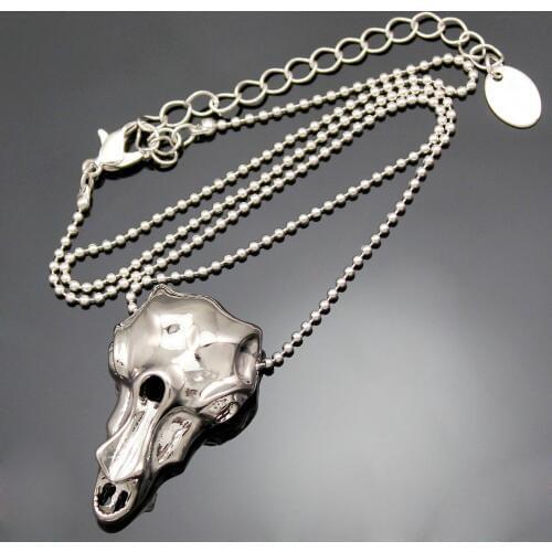 Silver Plated Raven Bird Skull Pendant Steampunk Bead Chain Bellatrix Maxi Sweater Lestrange Choker Collar Necklace