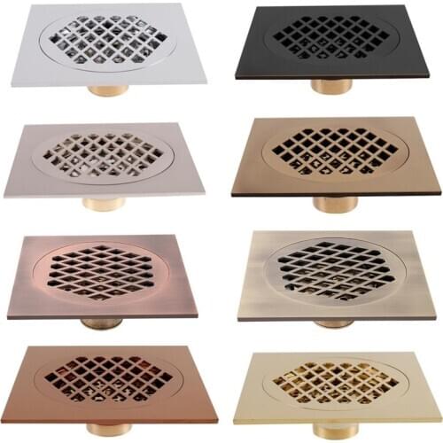 15*15 cm Brass Gold To Prevent Peculiar Smell And Block Floor Drain, Diamond Grid Craft Bathroom Kitchen European Retro Floor