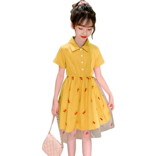 Summer Dress Girl 2021 New Kids Party Dresses For Girls Embroidery Kid Dress Casual Style Clothes For Girls 6 8 10 12 14