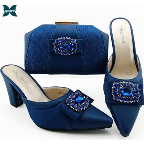 2020 Hot Selling African Shoe and Bag set for party Italian design Ladies Shoe with matching Bag Set in Royal Blue Color