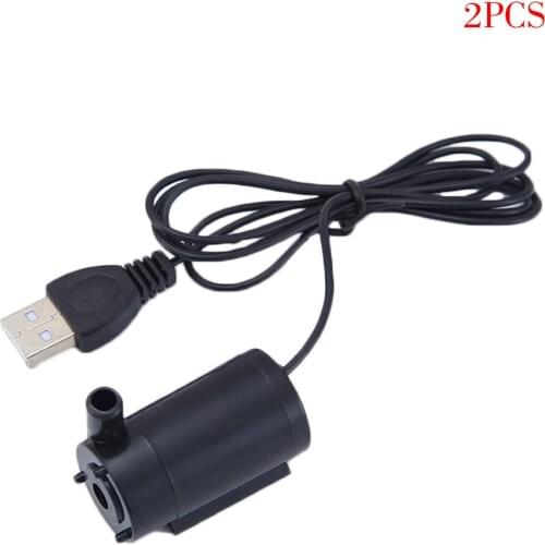 2pcs DC 5V USB Low Noise Brushless Motor Pump2-3L/H Mini Micro Submersible Water Pump, Black