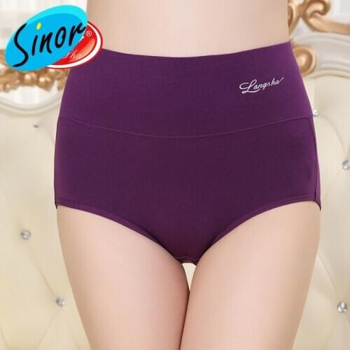 Langsha Cotton Underwear Womens Boxed High Waist Briefs Womens Middle-aged Sexy Abdomen Hip Containment Large Size Boxers