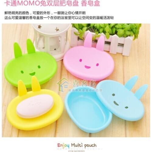 New double layer soap dish household soap box Cartoon momo rabbit soap box