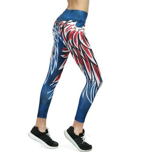 New Slim Bodycon Yoga Pants Wing Print Leggins Push Up Fitness Sexy Cartoon 3D Graffiti Women Training Sport Yoga Leggings