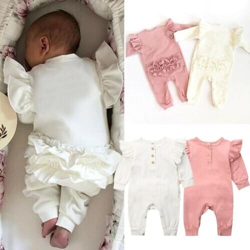 Autumn Baby Rompers Newborn Baby Girls Long Sleeve Cotton Romper Ruffle Jumpsuit Autumn Baby Outfits