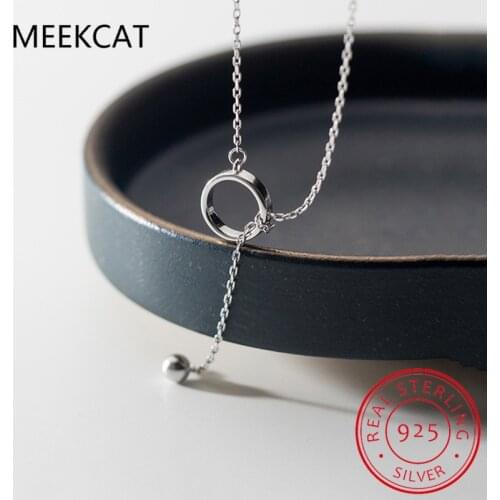 Real 925 Sterling Silver Geometric Round Pendant Choker Necklace For Fashion Women Fine Jewelry Minimalist Accessories