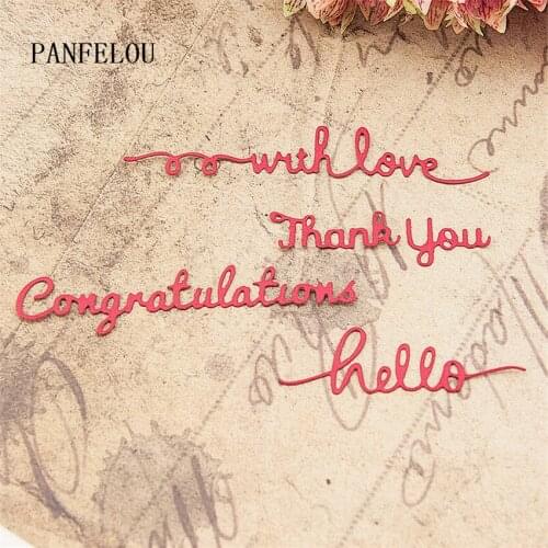 PANFELOU 1lot=4PCS word set metal craft Carbon Steel Cutter paper die cutting dies Scrapbooking/DIY Embossing cards