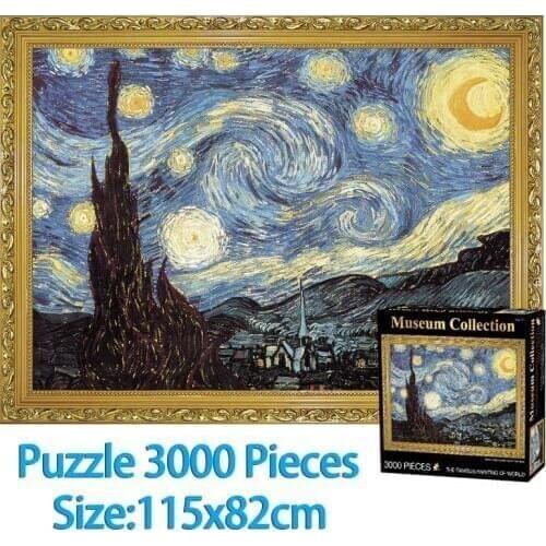 Jigsaw puzzle 3000 pieces adult world famous Starry Night Thicker Jigsaw puzzle oil painting Adult challeng Puzzle children toys
