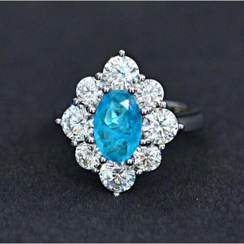 Charms 925 Sterling Silver 6*9mm Aquamarine Stone Lab Diamond Pendant Necklace Rings For Girlfriend Vintage Fine Jewelry Sets