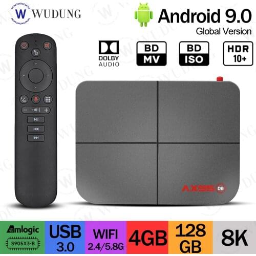 AX95 Smart TV Box Android 9.0 AMLOGIC S905X3-B 4G 128GB Lan 100M BT 4.0 Support 8K BD MV BD ISO Dual Wifi Youtube Media Player