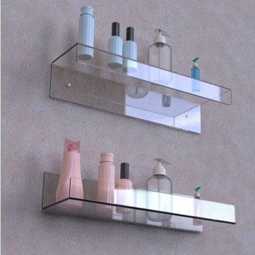 Transparent Wall Shelf Acrylic Non Perforated Wall Shelf Kitchen Seasoning Rack Living Room Bedroom Wall Storage Rack