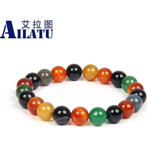 Transfer Luck 10mm Stretch Banded Agate Stone Bracelet Gem Natural Onyx Expandable Yoga Jewelry Drop Shipping
