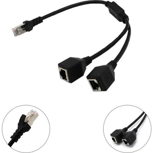 RJ45 1 Male To 2 Female Port Ethernet Network Cable Splitter Extension Connector