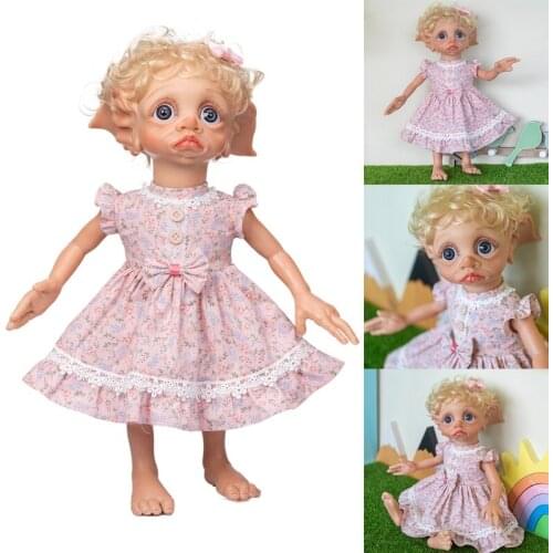 40cm/15in Reborns Elf Babe Girl Doll Nurturing Doll Realistic Handmade Soft Vinyl Body with Opened Eyes Girl Boy Gift