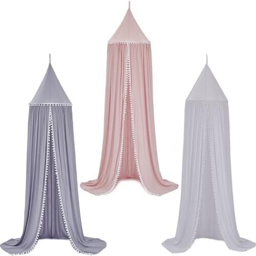 Baby Bed Curtain Canopy Crib Netting Tent Hung Hairball Dome Mosquito Mesh Tent F3ME