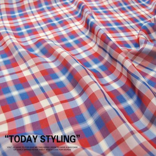 LEO&LIN 12 M/M Plaid Blue and Red Real Silk Chiffon Dress Shirt 100% Silk Clothing Cloth Fabric DIY Sewing Tissue