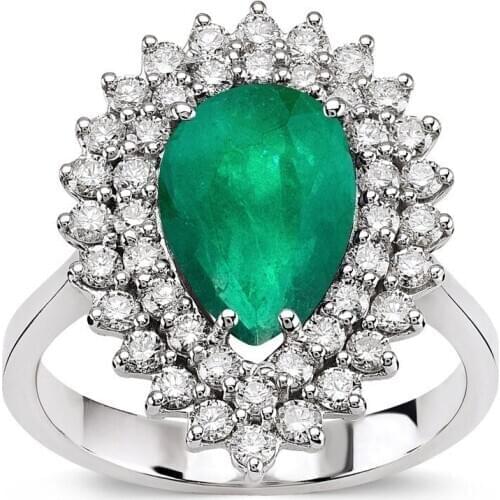 Symbol Gold 2.86 Carat Diamond Emerald Ring Baguette Chic Jewelry LoverRings Engagement Anniversary Wedding For Women