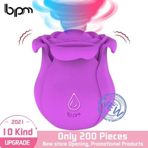 Bpm Rose Shape Vibrator Vagina Sucking Vibrator Intimate Good Nipple Sucker Oral Licking Clitoris Stimulation Sex Toys for Women