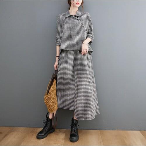 Aransue 2021 Spring Autumn Women Irregular Plaid Vestido Medium And Long Slim Design Niche Shirt Dress Fashion Robe