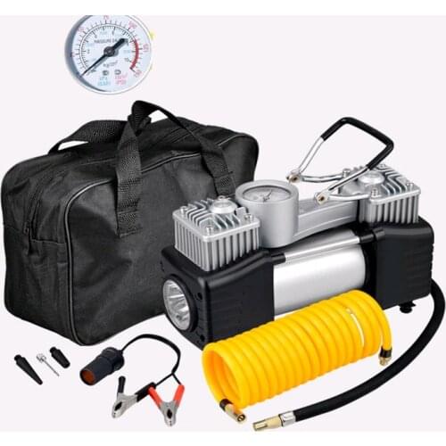 Air compressor car tire inflator kit pressure pump 12V heavy-duty fast dual-cylinder dual-piston cylinder tire inflator