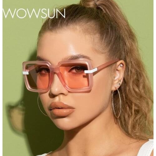 WOWSUN NEW fashion Star Style Trend Square Brand Sunglasses Women Oversized Sun Glasses Vintage Outdoor Sunglass Oculos A324