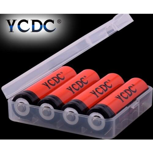 YCDC 4pcs 18650 Li-Ion rechargeable battery 3.7 volt 3000mAh batteries with 18650 battery holder for flashlight,cameras,toys