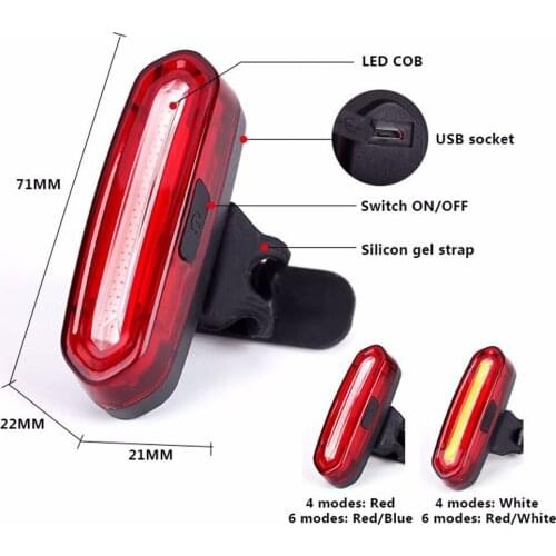 USB Rechargeable Bicycle LED Rear Tail Lights Waterproof Safety Taillight Mountain Bike Cycling Headlight Back Lamp Accessori