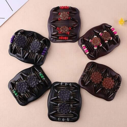 Women Ladies Elastic Hairpin Comb Stretch Bead Hairdressing Styling Magic Brush Hair Comb Clip Women Hair Accessories