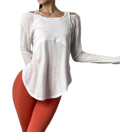 Female T-Shirt Women’ s Solid Color Off Shoulder Long Sleeve Tops Blouse for Spring Summer Sports Tee Tops S/M/L