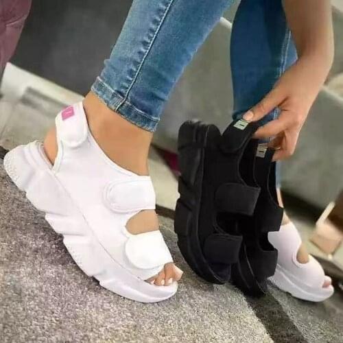 Womens Sandals Summer New Fashion Thick Bottom Flat Heel Velcro Sandals Plus Size European And American Sports Leisure Sandals