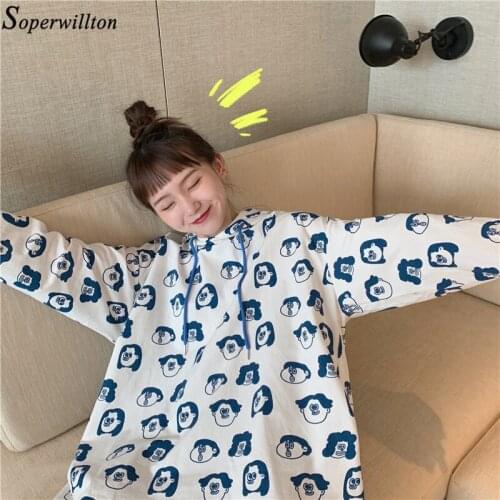 Women 100% Cotton Hoodies Oversize Thin Sweatshirt Female 2021 Long Sleevee Print Pullover Hooded Loose Top Fashion White Korean