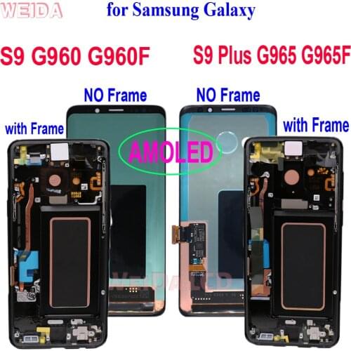 Super AMOLED for Samsung Galaxy S9 G960 G960F LCD S9 Plus S9+ G965 G965F LCD Display Touch Screen Digitizer Assembly with Frame