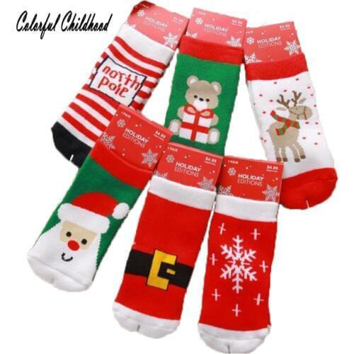 1 Pair Christmas Newborn Baby Girl Winter Autumn Socks Baby Kids Boy Striped Snowflake Elk Santa Claus Bear Sock skarpetki 1-10t