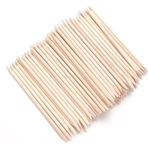 100Pcs/Pack Orange Women Lady Double End Nail Art Wood Stick Cuticle Pusher Remover Pedicure Manicure Tool Set