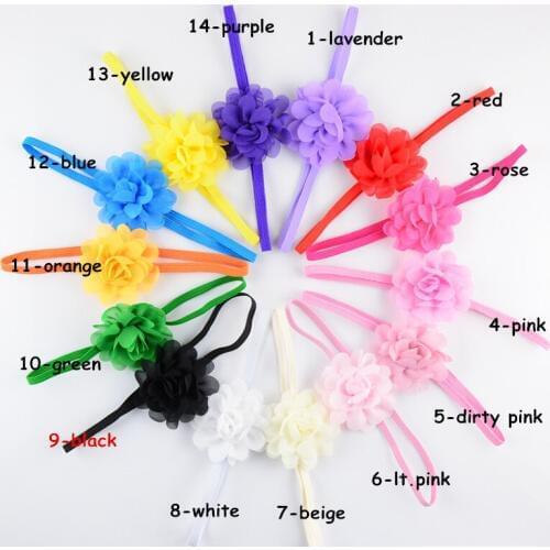 20 pcs/lot , Chiffon Flower Skinny Elastic Headband - Petite Flower Headband Photo Prop