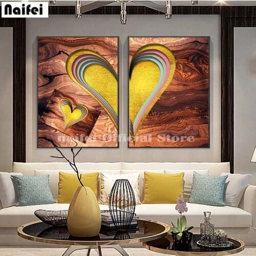 5d Diy Diamond Embroidery Golden Heart Diamond Painting Love Quotes Full Drill Rhinestone Mosaic Couple Wedding Gift Home Decor