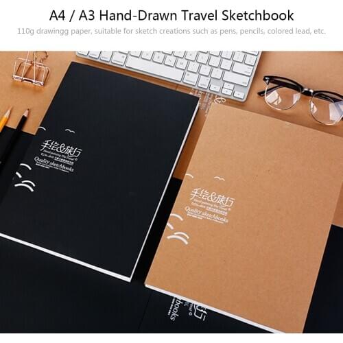 A3 Hand-Painted Travel Sketchbook Thickened Sketch Book Blank Painting Book 50 Sheets for Drawing Journaling Sketching Doodling
