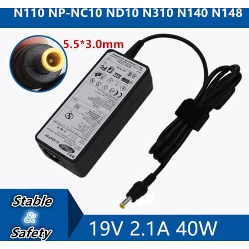 19V 2.1A 40W 5.5*3.0mm Laptop AC Adapter DC Charger Connector Port Cable For Samsung N110 NP-NC10 ND10 N310 N140 N148