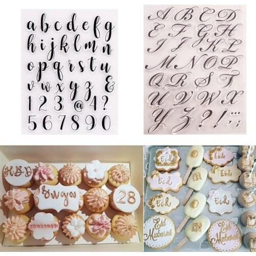 DIY Alphabet Greeting Cookie Cutter Pattern Embosser Stamp Sticky Famliy Member Holiday Party Decorating Fondant Cake Tools
