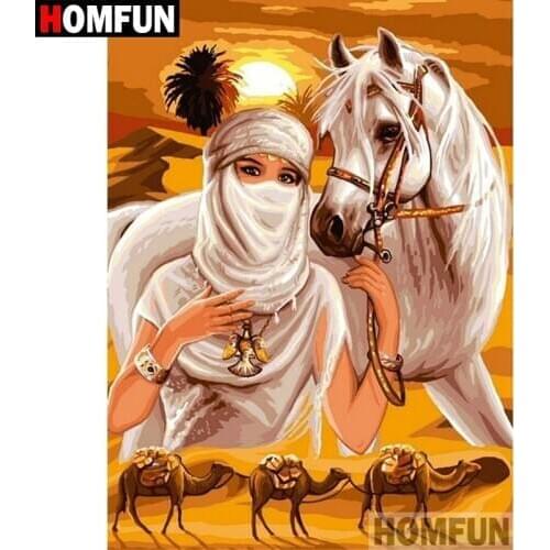 HOMFUN 5D DIY Diamond Painting Full Square/Round Drill "Desert Girl" Embroidery Cross Stitch gift Home Decor Gift A08159