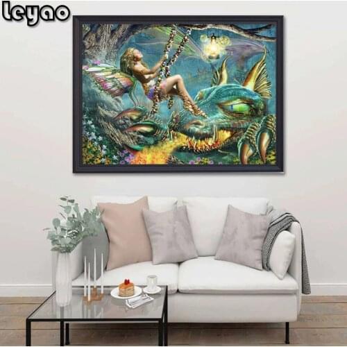 5d Diy Diamond Embroidery Flower Fairy And Dragon Full Diamond Painting Elf Animal Cartoon Rhinestones kits mosaic Home Decor
